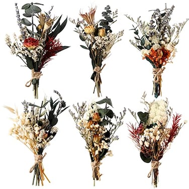 Fabbay 6 Pcs Mini Dried Flower Bouquets Boho Wedding Dried Flowers for Bridesmaid Proposal Mini Handmade Flowers Decor for Vase Crafts DIY Photo Decorations for Centerpieces Gift