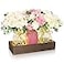 BLEUM CADE Centerpiece Table Decorations Mason Jar Lights Centerpiece for Kitchen Dining Table Farmhouse Coffee Table Wedding Home Decor with 3 Jars Roses Artificial Flowers Wood Tray