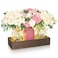 BLEUM CADE Centerpiece Table Decorations Mason Jar Lights Centerpiece for Kitchen Dining Table Farmhouse Coffee Table Wedding Home Decor with 3 Jars Roses Artificial Flowers Wood Tray