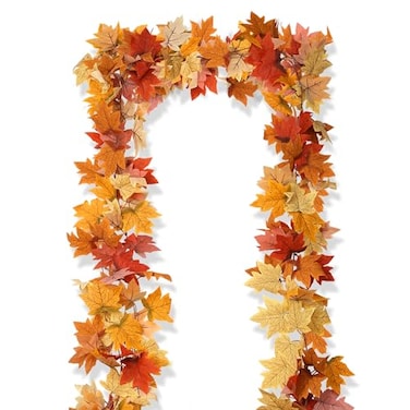AWARDSEN 13FT Fall Leaf Garland 2Pcs Fall Leaves Garland for Fall Thanksgiving Decor Artificial Autumn Leaves Vine for Home Mantel Dinner Fireplace Decoration
