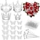 cridoz Flower Bouquet Accessories Including 4 Pcs Silver Crowns 12 Pcs Butterfly Decorations and 50 Pcs Flower Pins for Flower Bouquets and Cake Topper Decoration