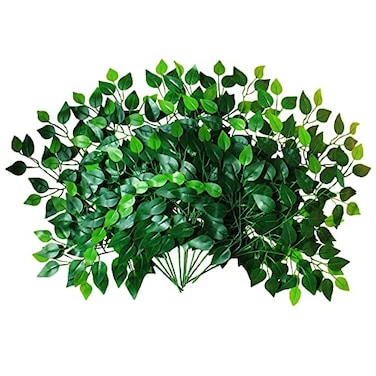 FUNORNAM 24Pcs Artificial Ficus Leaves Faux Tree Branches Greenery Plant Spray for Wedding Arch DIY Wreath Home Decor Green
