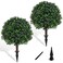 Grewyear 2PCS Faux Boxwood Plants Outdoor Artificial Topiary Ball Trees