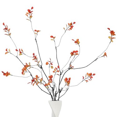 LINSIE 4 Pcs 385 Tall AllOrange Artificial Branches with Leaves Realistic Faux Ficus Greenery Stems Bendable Fake Plant Twigs for Tall Floor Vases Home Centerpiece Office Spring Decor