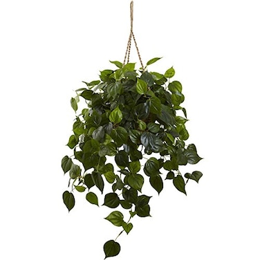 Nearly Natural Philodendron Hanging Basket UV Resistant IndoorOutdoor