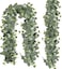N&T NIETING NT NIETING 2 Pack Artificial Eucalyptus Garland with Flowers Faux Greenery Garland Decor 6FT Eucalyptus Vines Fake Hanging Vines Summer Garlands for Table Mantle Wedding Backdrop Decoratio
