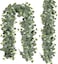 N&T NIETING NT NIETING 2 Pack Artificial Eucalyptus Garland with Flowers Faux Greenery Garland Decor 6FT Eucalyptus Vines Fake Hanging Vines Summer Garlands for Table Mantle Wedding Backdrop Decoratio