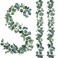 Sggvecsy 2 Pack Artificial Eucalyptus Garland Greenery Leaves Handmade 3D Silk Vines Silver Dollar Leaves Faux Leaf Plants for Wedding Wall Table Party Home Fireplace Bedroom Decor