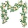 Der Rose 2 Pcs 13FT Artificial Floral Garland Champagne Rose Flower Garland for Backdrop Wedding Arch Flowers Backdrop Eucalyptus Greenery Garland
