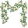 Der Rose 2 Pcs 13FT Artificial Floral Garland Champagne Rose Flower Garland for Backdrop Wedding Arch Flowers Backdrop Eucalyptus Greenery Garland