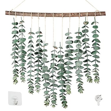 Sggvecsy 177Eucalyptus Wall Hanging Artificial Eucalyptus Plant Fake Greenery Vine Boho Wall Decor for Apartment Bathroom Bedroom Kitchen Farmhouse Home Living Room Office Decorations
