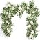 Der Rose 4 Pcs 26FT Artificial Flower Garland Floral Eucalyptus Spring Garland with Champagne Rose Faux Flower Vine for Wedding Arch Backdrop Table Decor