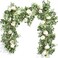 Der Rose 4 Pcs 26FT Artificial Flower Garland Floral Eucalyptus Spring Garland with Champagne Rose Faux Flower Vine for Wedding Arch Backdrop Table Decor