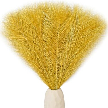 Mandy's Mandys Gold Silk Pampas Grass Bouquet 20 Stems 177in Fluffy Artificial Pampas with Bendable Stems for Valentines Day and Easter Decorations Wedding Centerpiece Home Boho Dcor