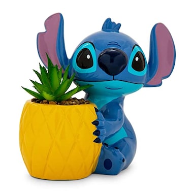 Toynk Disney Lilo Stitch Pineapple 6Inch Ceramic Planter with Artificial Succulent Cute Flower Pot Faux Indoor Plants