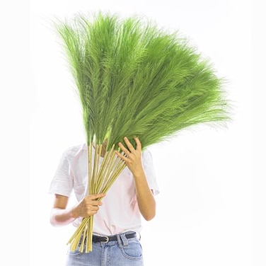Wttisel 38 10 Stems Tall Pampas Grass Decor Faux Pampas Grass for Floor Vase Fluffy Artificial Pampas Grass for Boho Home Wedding Mothers Day DecorationGreen