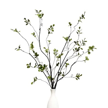 grtefhu 3Pcs 388 Faux Greenery Plant Stems and Branches for Tall VaseArtificial Tree Branches and Twigs for Decoration Green Leaves Brown Stem