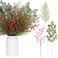 Tigeen 30 Pcs Christmas Artificial Pine Branches with Berry Stems 16 Inch Christmas Greenery Stems with Pinecones Faux Cedar Pine Needles Picks for Xmas Tree Vase Wreath Garland DIYRed