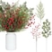 Tigeen 30 Pcs Christmas Artificial Pine Branches with Berry Stems 16 Inch Christmas Greenery Stems with Pinecones Faux Cedar Pine Needles Picks for Xmas Tree Vase Wreath Garland DIYRed