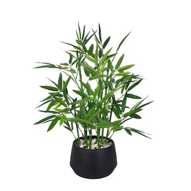 365 BLOOMING 365 Blooming Decor 18inch Tall Potted ARTIFICIAL Bamboo Plant Black Pot Luxury Artificial Bamboo in black textures Pot for Home Office Kitchen Counter Top Indoor Decor Money Tree Lucky Tr