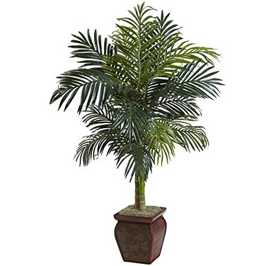 Nearly Natural 45ft Golden Cane Palm with Decorative Container