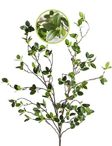HWL Artificial Plant 433 Inch Green Branches Leaf Shop Garden Office Home Decoration 6 pcs