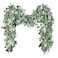 Ouddy Decor Eucalyptus Garland 656 Ft Lush Silver Dollar Leaves Boxwood with White Buds Artificial Faux Greenery Vines for Baby Shower Wedding Party Table Runner Room Home Mantle Decor