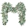 Ouddy Decor Eucalyptus Garland 656 Ft Lush Silver Dollar Leaves Boxwood with White Buds Artificial Faux Greenery Vines for Baby Shower Wedding Party Table Runner Room Home Mantle Decor