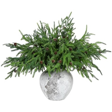 Yinder Xmas Norfolk Pine Branches with Pine Cones Norfolk Pine Artificial Xmas Branches for Xmas Indoor Outdoor Home Decor16 Pcs