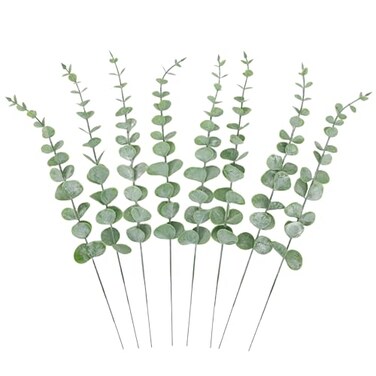 CEWOR 8pcs Eucalyptus Stems Decor 141 Inch Artificial Eucalyptus Leaves Fake Greenery Branches for Wedding Centerpiece Flower Floral Arrangement Farmhouse Home Decoration