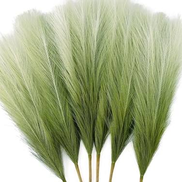 TENDER EPOCH 6 PCS Faux Pampas Grass Arrangement 1845cm Artificial Fluffy Pompous Grass Stems for Boho Chic Home and Wedding Decor Sage Green Gradient