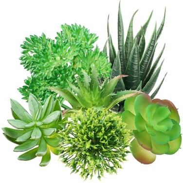 QUOZUO Green Succulent Plants 6pcs Mini Fake Succulents Plants for DIY Crafting Home Floral Wall Office Decoration excluding pots