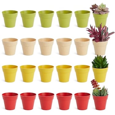 Juvale Mini Plastic Plant Pots Drainage Hole for Flower Pots Sturdy Planter for Indoor Plants Pack of 24 25 x 23 in Multicolor