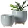 LE TAUCI Ceramic Plant Pots 51 64 Inch Footed Pots for Plants Modern Flower Pots for Home and Office Indoor Planters with Drainage Reactive Glaze Gray