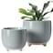 LE TAUCI Ceramic Plant Pots 51 64 Inch Footed Pots for Plants Modern Flower Pots for Home and Office Indoor Planters with Drainage Reactive Glaze Gray