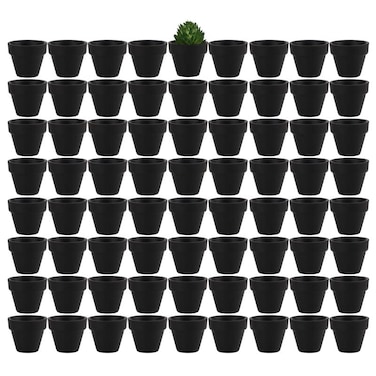 Yishang 19 Inch Tiny Black Terracotta Pots Pack of 72Small Mini White Clay Pots with Drainage Holes Flower Nursery Terra Cotta Planter for Tiny CactusHerbSucculent PlantsCrafts