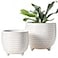 LE TAUCI Ceramic Plant Pots 51 64 Inch Footed Pots for Plants Modern Flower Pots for Home and Office Indoor Planters with Drainage Reactive Glaze White