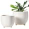 LE TAUCI Ceramic Plant Pots 51 64 Inch Footed Pots for Plants Modern Flower Pots for Home and Office Indoor Planters with Drainage Reactive Glaze White