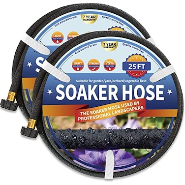 Suneed 2 Pack Soaker Hose 25 FT for Garden Bed 12 Rubber Garden Soaker Hoses 50 FT Drip Irrigation Watering Hose for Vegetable Tree Lawn Yard2 Pack 25 FT