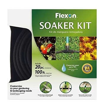 Flexon WS100KITCN 20Piece Soaker Hose Kit 100 ft Black