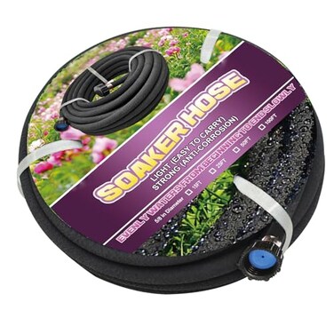eazazy Short Soaker Hose 15ft 58 Round Rubber Garden Soaker Hoses Heavy Duty Irrigation Drip Hose Durable Seeper Water Hose for Gardens Flower Beds And Lawn Yard