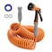 SPECILITE 38 Lightweight Coil Garden Hose 50 FT EVA Retractable Curly Water Pipe with 6Pattern Spray Nozzle for Boat Greenhouse Yard Patio Orange