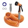 SPECILITE 38 Lightweight Coil Garden Hose 50 FT EVA Retractable Curly Water Pipe with 6Pattern Spray Nozzle for Boat Greenhouse Yard Patio Orange