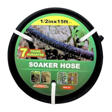 Taisia 12 Soaker Hose 15 ft Round Rubber Garden Soaker Hoses Heavy Duty Drip Hose for Watering Irrigation Water Seeper Soaker Hoses for Garden Lawn and Plants