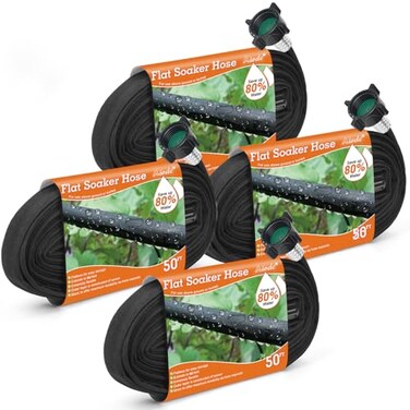 AIODE Flat Soaker Hose 200FT 50FT 4Pack for Garden Beds Drip Hose Heavy Duty Save 80 Water for Vegetable Tree 200FT