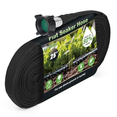 HZYOUMU Flat Soaker Hose 25FT for Efficient Watering Tree Durable Double Layer Design for Gardens Lawns and Vegetable Fields 25FT