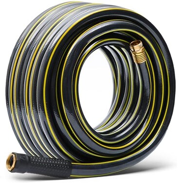 Solution4Patio Expert Solution4Patio Long Black Garden Hose 34 in x 50 ft Heavy Duty Durable Flexible Lightweight Water Pipe Brass Aluminum Ends for Household Commercial Kink Free No Leaking MaleFemal