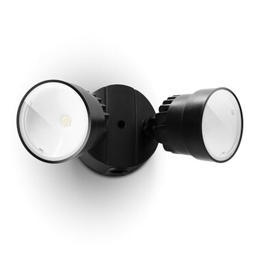 LUTEC P6221BD2D 2000 Lumen 18 Watt 28 LED DualHead Flood Light Outdoor Dusk to Dawn Waterproof Exterior Security Wall Light for Patio GardenYardBlack