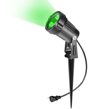 OurLeeme 3 3W LED Lawn Garden Flood Light US Plug Yard Patio Path Spotlight Lamp with Spike Waterproof Green Light AC 85265V