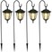 Dynaming 4 Pack Solar Hanging Lights Outdoor Solar Powered Garden Decorative Lanterns with 4 x 38 Inch Shepherd Hooks Waterproof Landscape Lighting for Lawn Patio Yard Pathway Driveway Warm White